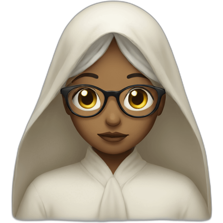 veiled girl with glasses praying emoji