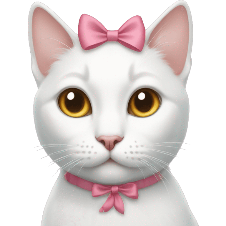 white cat with bow on her ear emoji