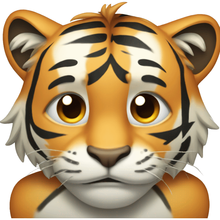 a tiger crying on a surf board emoji