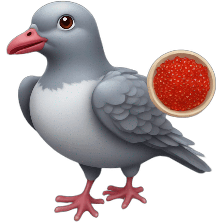 pidgeon holding red caviar in hand emoji