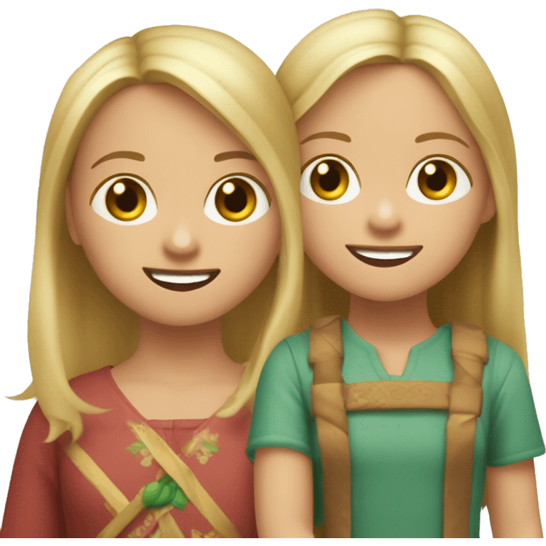 NIÑA RUBIA Y NIÑA CASTAÑA JUGANDO emoji