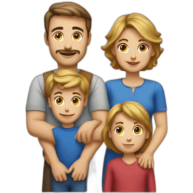 European Family Man, Woman, Boy, Boy, Boy emoji