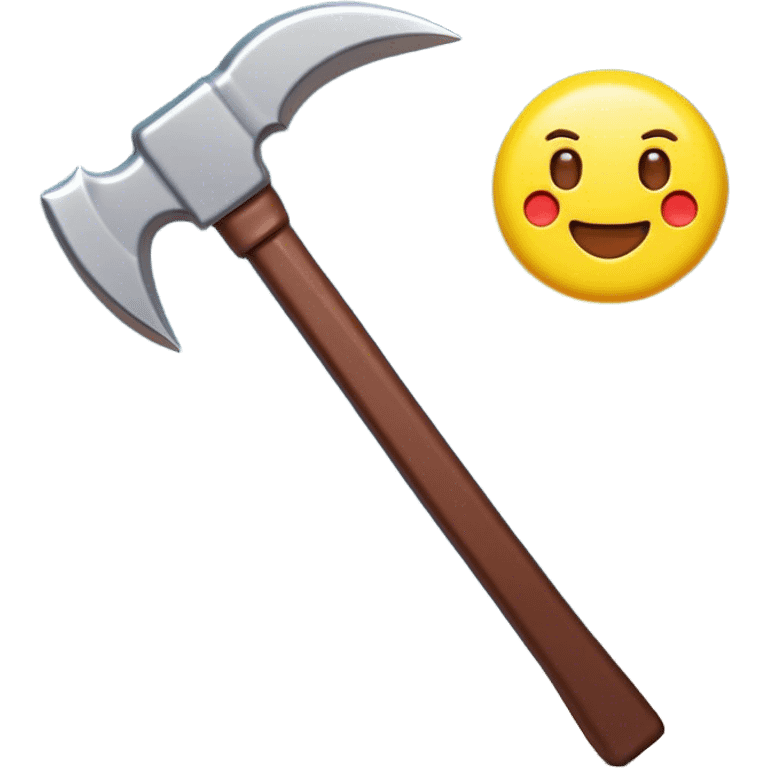 Clash of Clans aesthetic: Cinematic Playful Pixel 3D Pickaxe Portrait Emoji, rendered in a 3D vector-style similar to standard emojis with minimal shading and bold, simplified shapes. A compact, distinct form with signature details, softly glowing with a pixelated adventure charm. Simplified yet unmistakably iconic, highly detailed and consistent, glowing with a soft radiance and high shine. Stylized with a touch of classic pixel-art charm and a soft glowing outline, capturing the essence of a beloved gaming relic with a friendly, playful manner! emoji