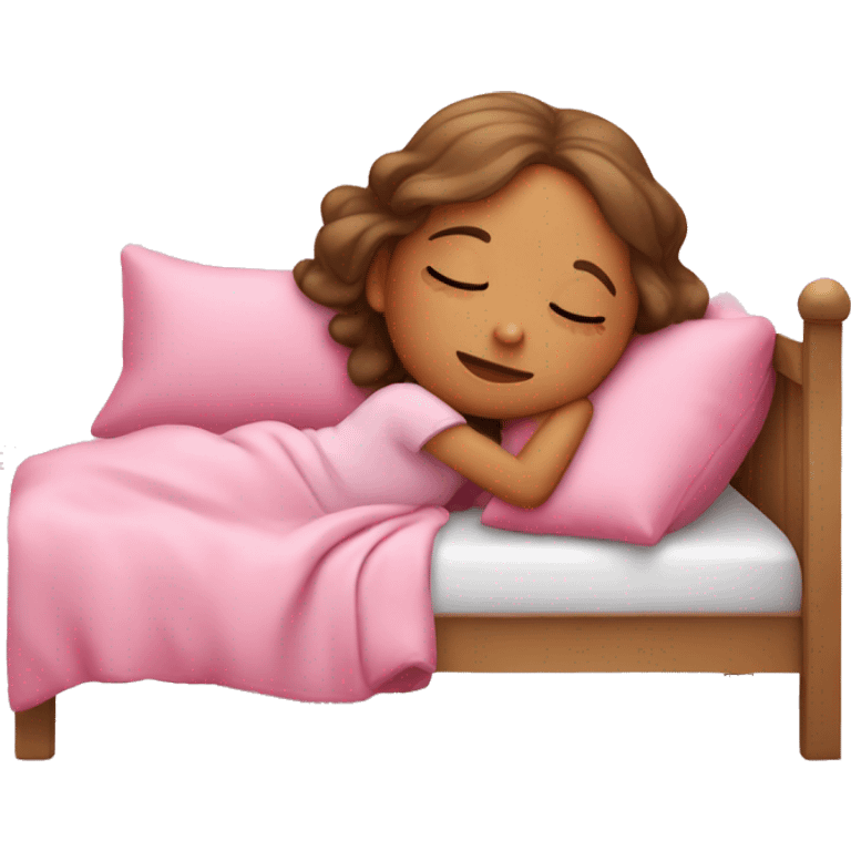 cute girl sleeping pink bed emoji