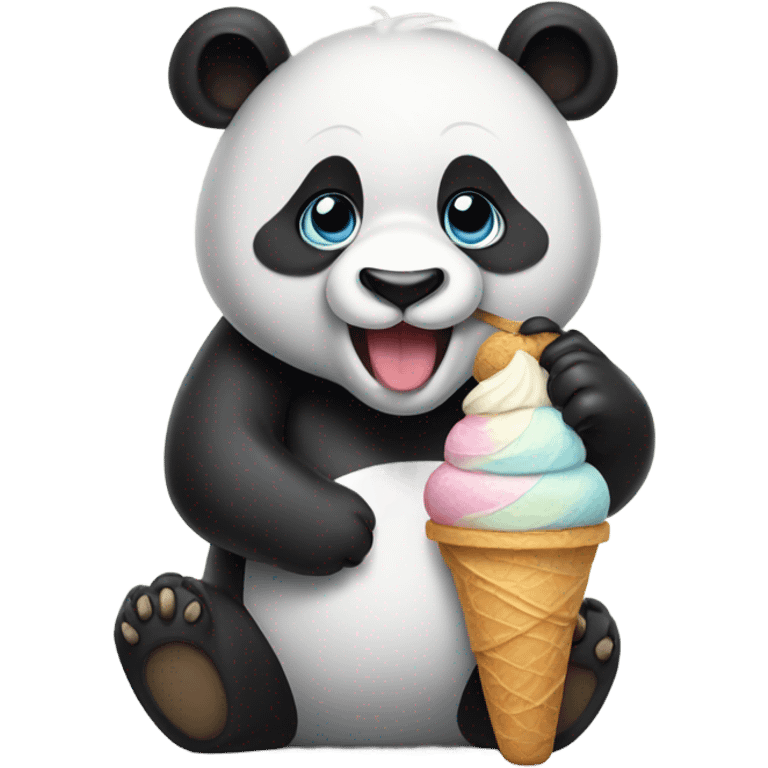 Panda eating ice cream emoji