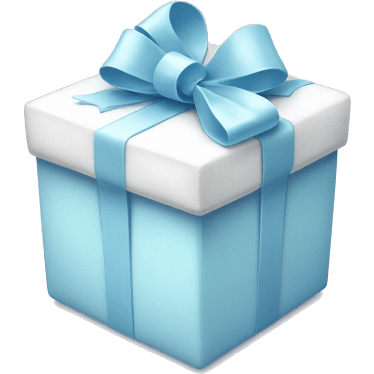 Pastel blue white present with bow emoji