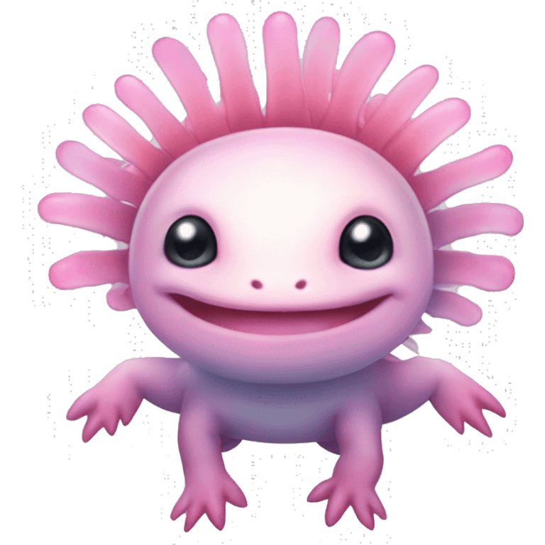 Gradient pink shimmery iridescent axolotl full body emoji