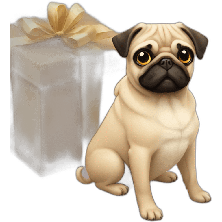 pug from gift box emoji