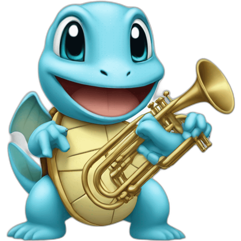 Squirtle play the trumpet emoji