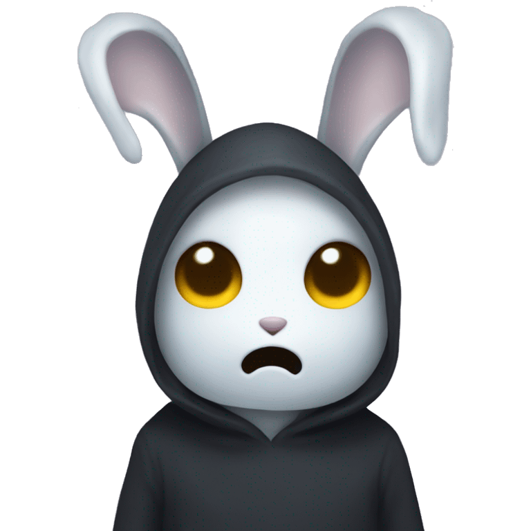 black rabbit disguised like a ghost with ears sticking out emoji