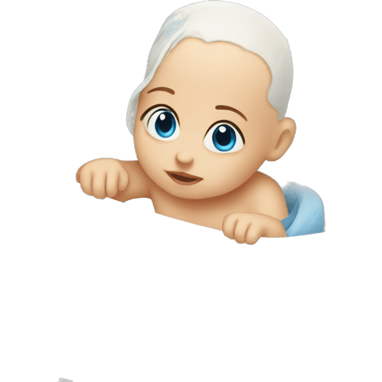 blue-eyed baby in cradle emoji