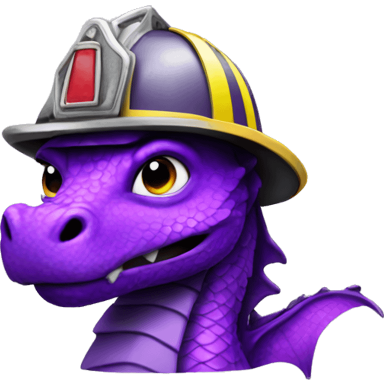 Purple dragon with Firefighter helmet  emoji