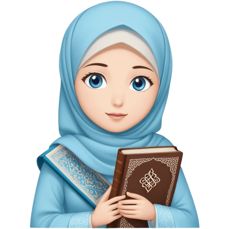 Turkish beautiful finish Konya girl blue eyes with hijab and Sakura dress have Quran  emoji