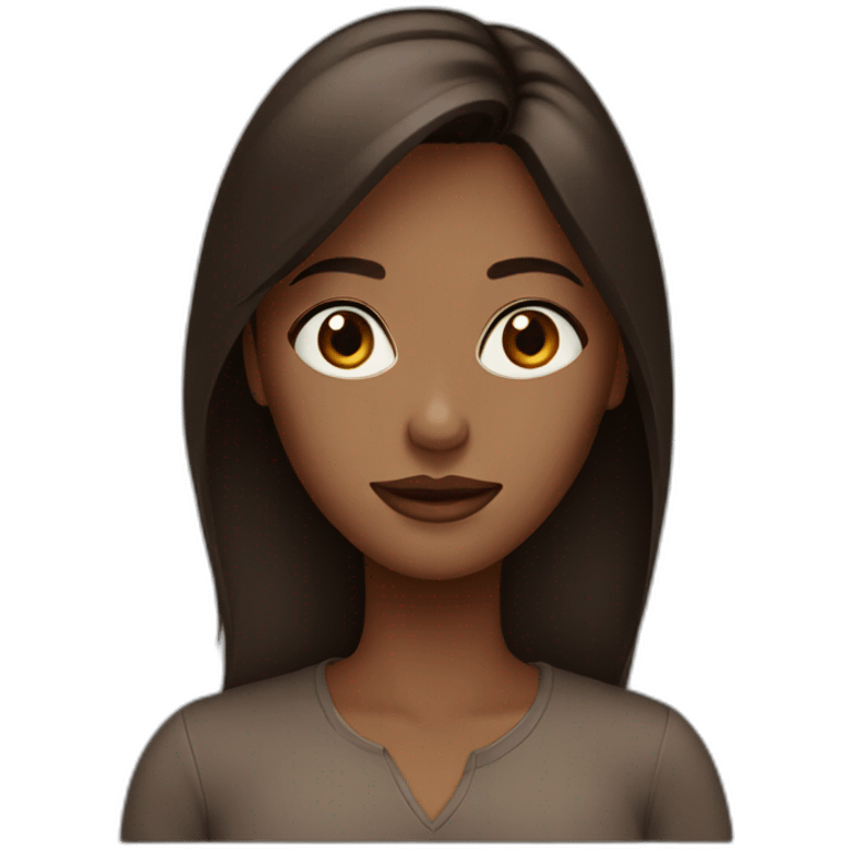 Blue eyes long dark brown woman emoji