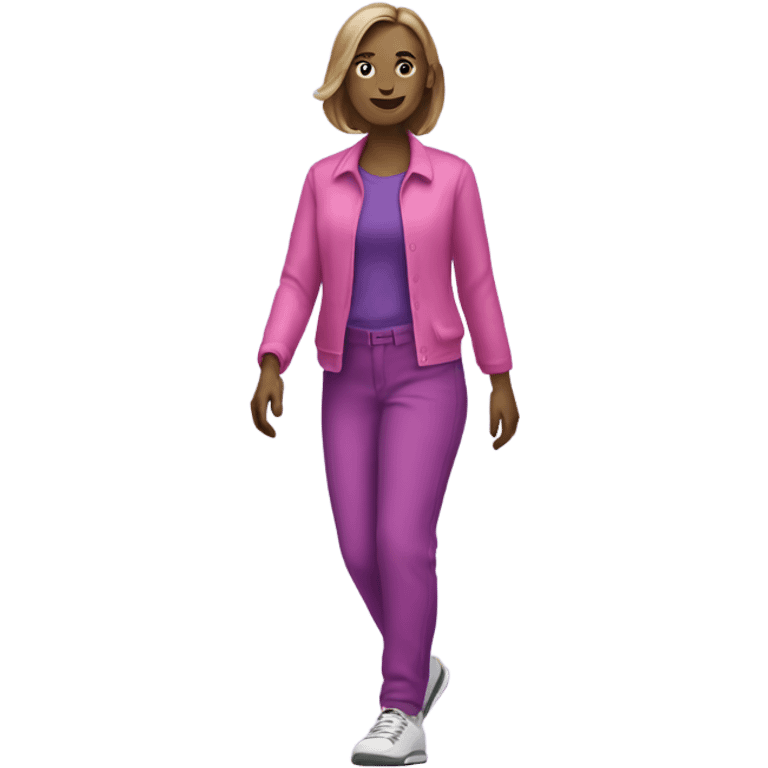 White Woman walking pink and purple clothes emoji