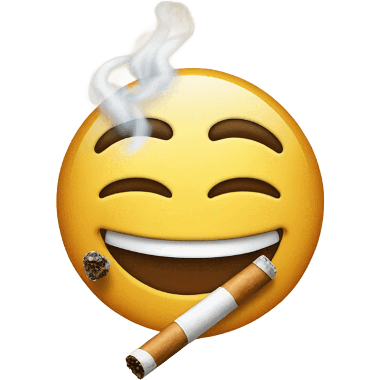 Happy emoji smoking a blunt  emoji