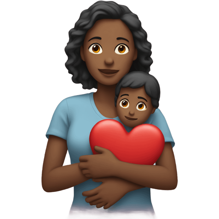 Mother holds her heart in her arm emoji