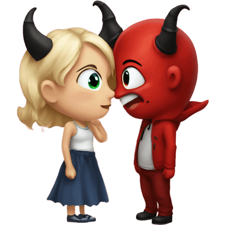 cute devil kiss a girl emoji