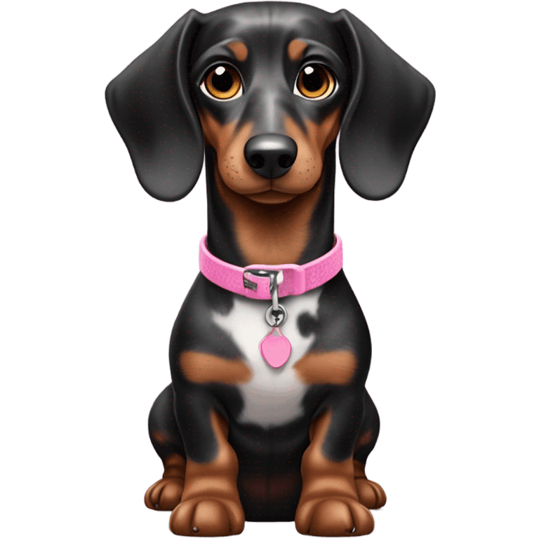 Black merle daschund with pink colar  emoji