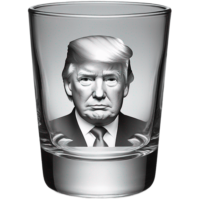 Whiskey glass with an image of Donald Trumps face  emoji