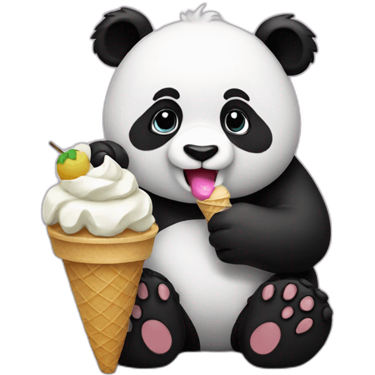 Panda eating ice cream emoji