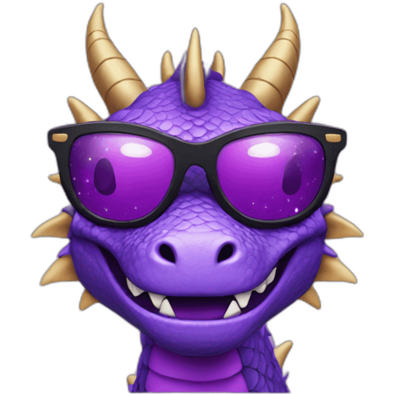 purple dragon with sunglasses and stars emoji