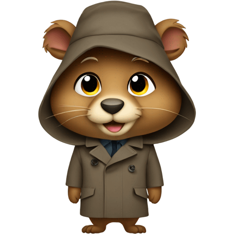 Beaver in a trench coat emoji