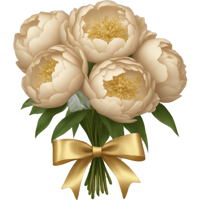 Beige peonies bouquet with golden bow emoji