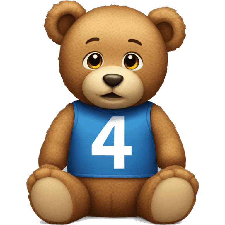 teddy bear wearing number 4 emoji