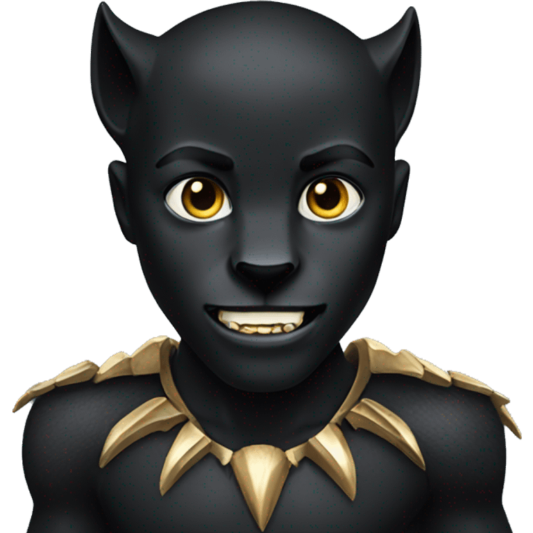 Black panther with golden eyes and golden teeth emoji