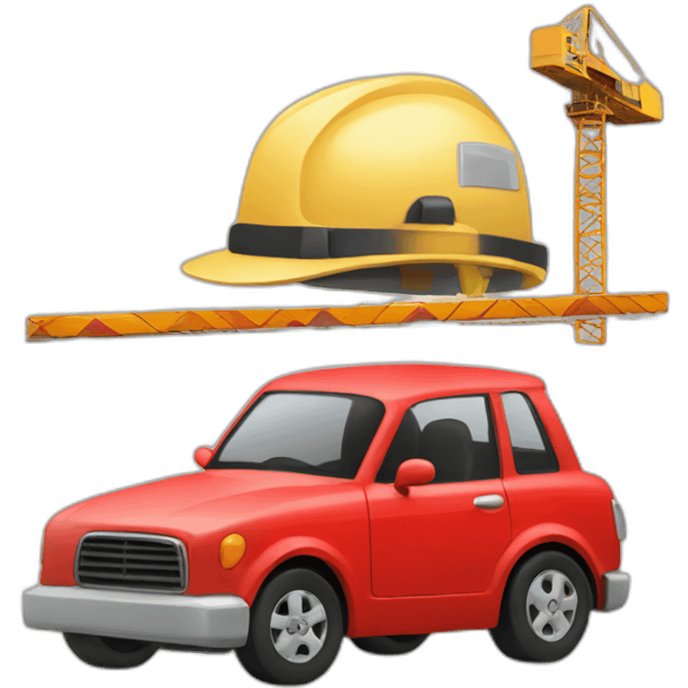 A small red car with a construction site plot in hats emoji