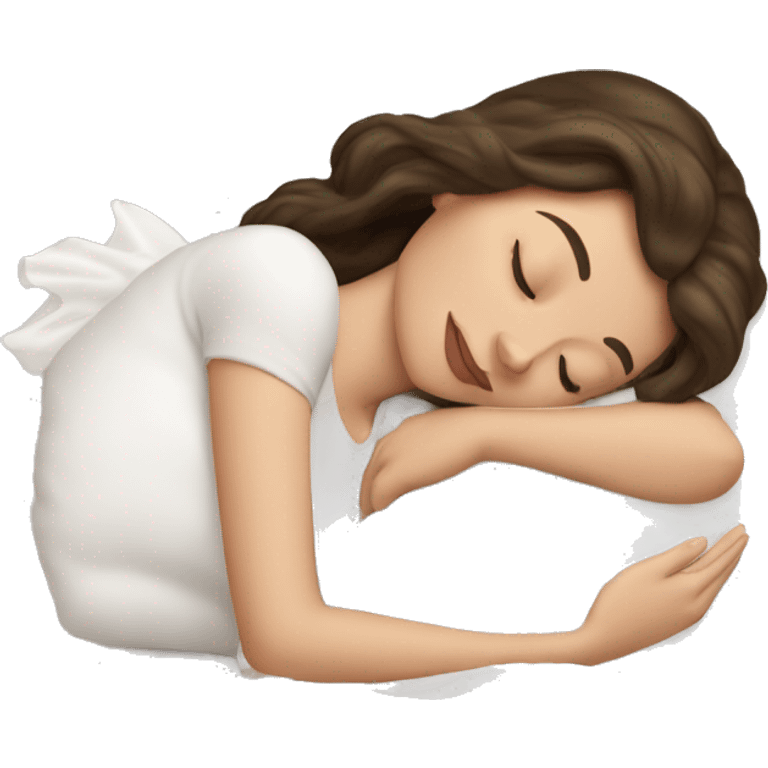 sleeping beauty brunette white girl with a silk pillow emoji