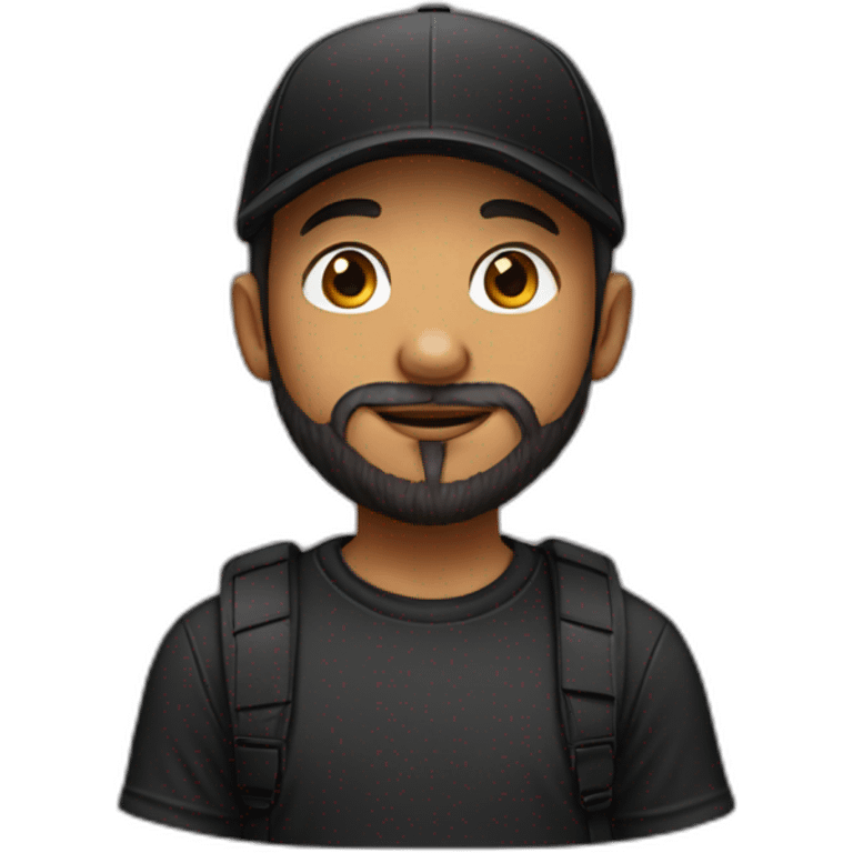 Boy with beard, cap and black t-shirt and a mouse emoji