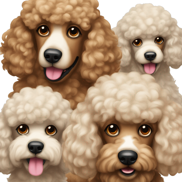 group of five giant poodle dogs emoji