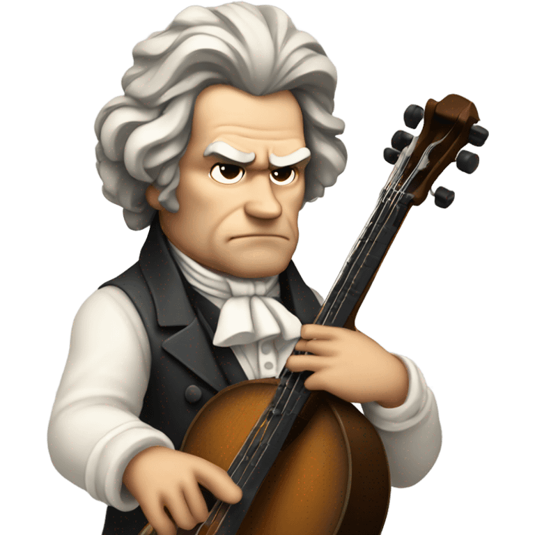 Beethoven looking stern holding banjo emoji