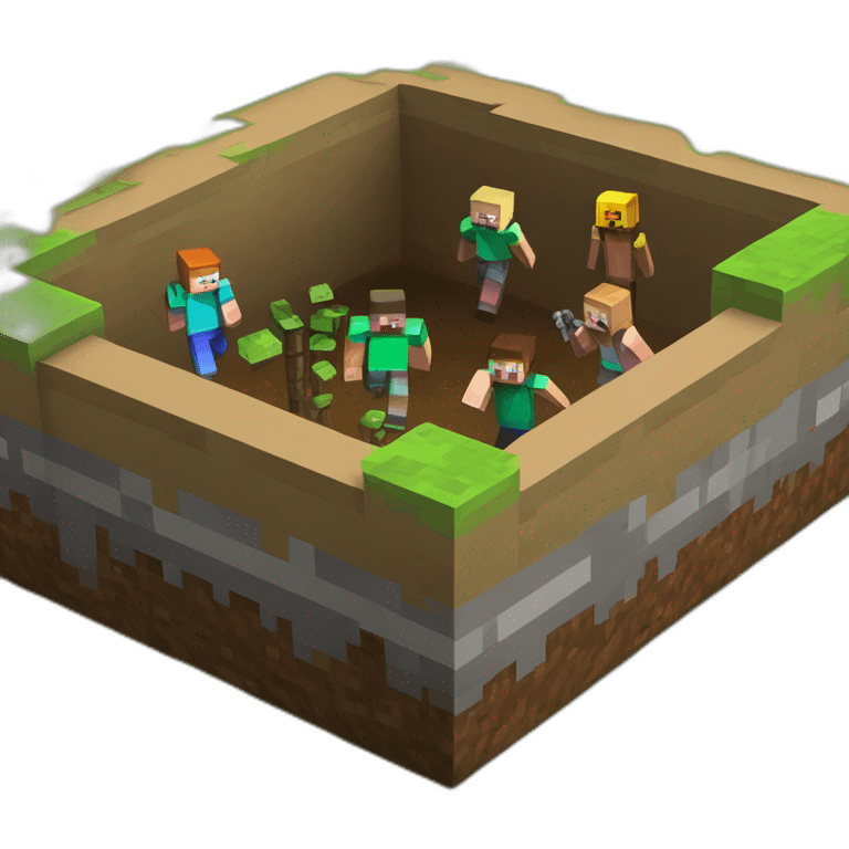 minecraft dirt blok with people on background emoji