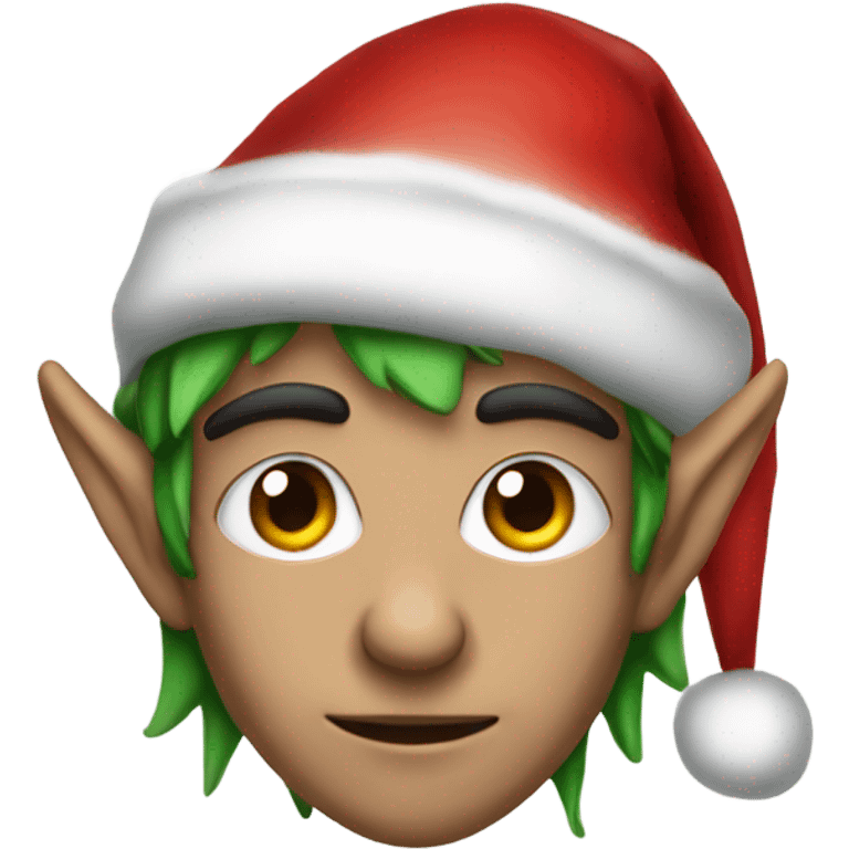 rogue male elf fantasy wearing santa hat emoji