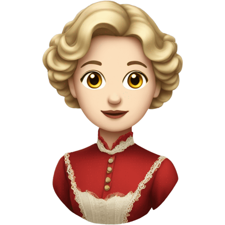 Dark blond hair in victorian lady with red dress emoji