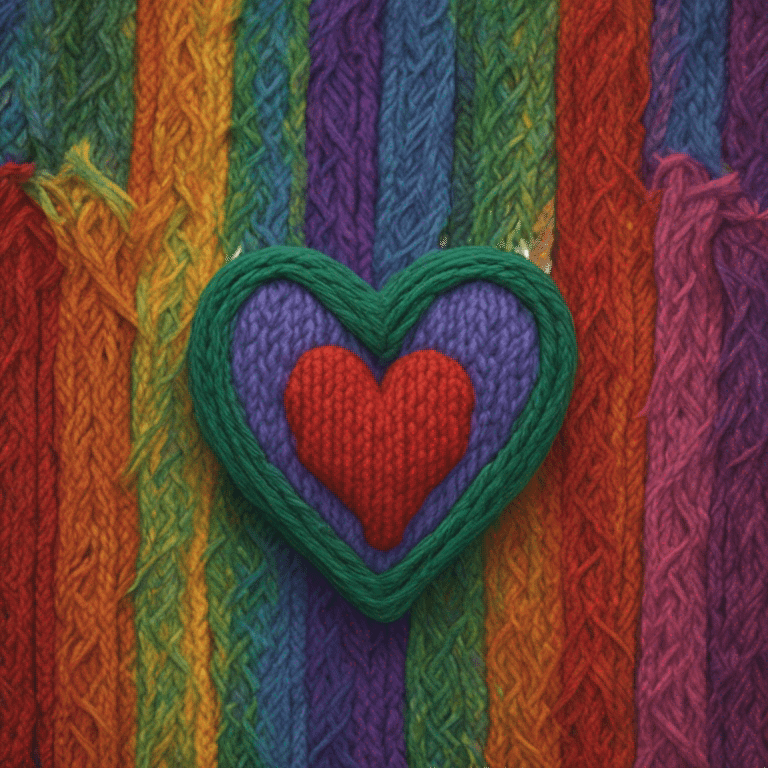 Rainbow knitted heart emoji