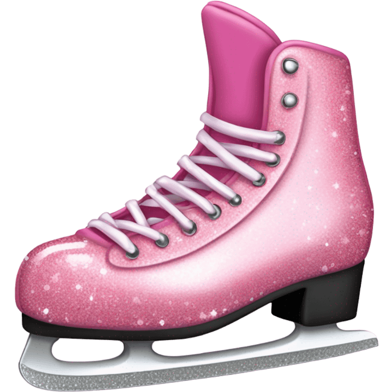 Pink glitter ice skates with hearts and flowers  emoji