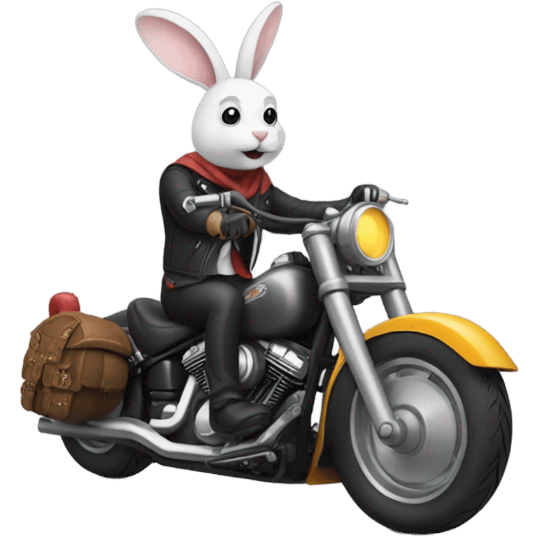 Rabbit riding a Harley  emoji