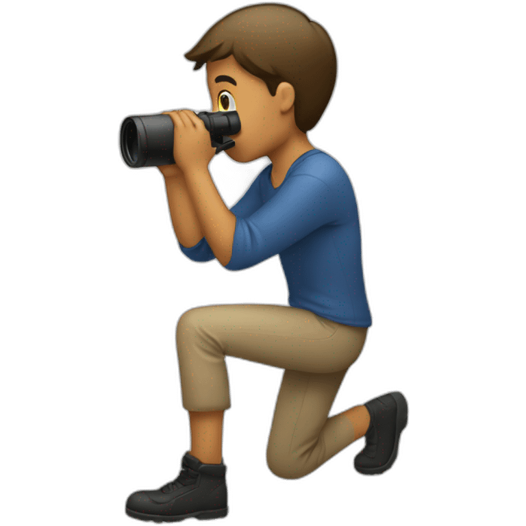 person using binoculars crouching emoji