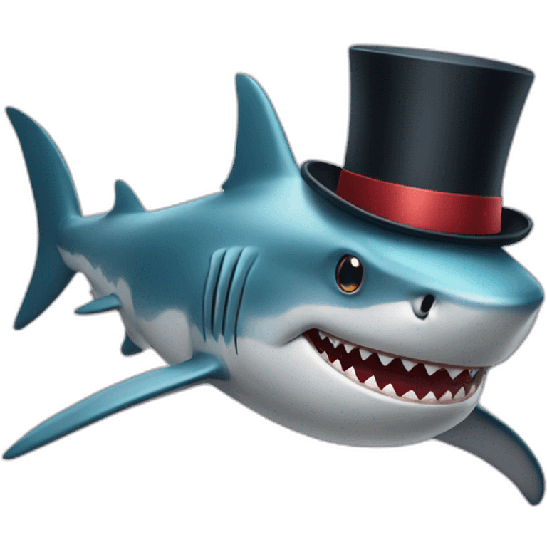 Shark with a top hat emoji