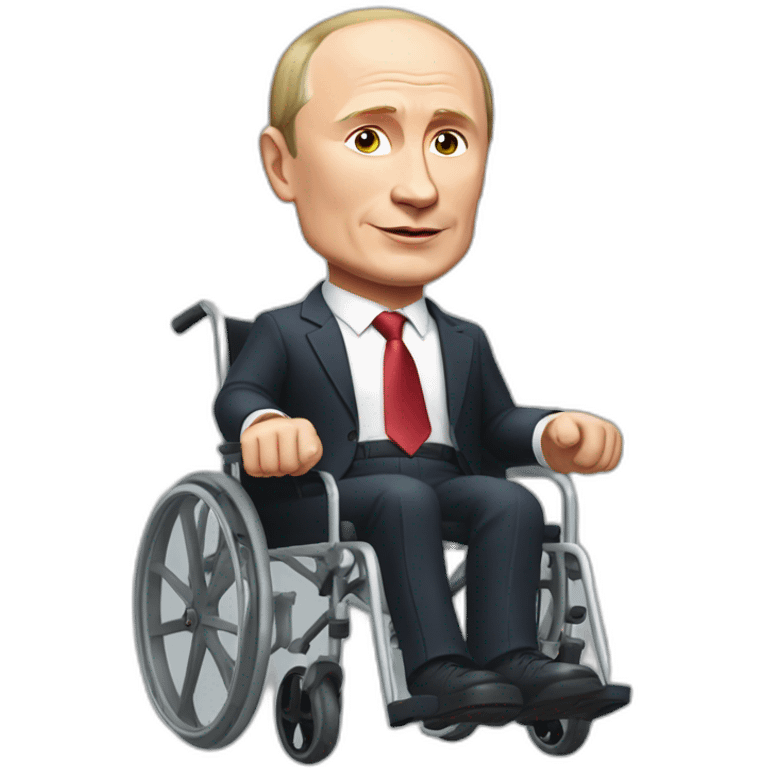 Small vladimir putin wheelchair holding fresh meat cube emoji