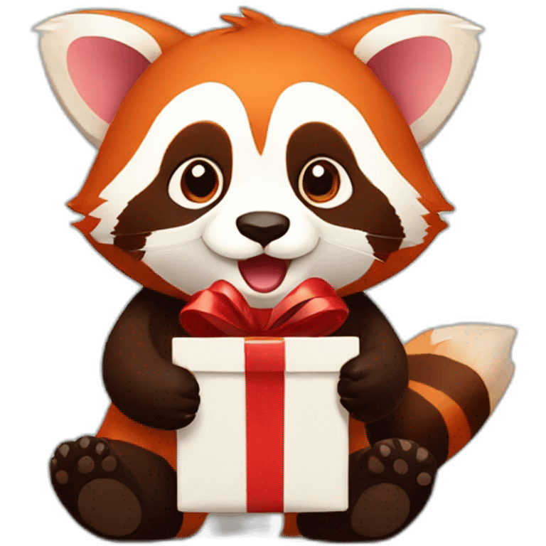 red panda holds a gift emoji