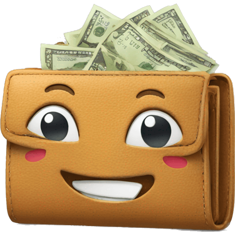 full of money wallet with happy emotion emoji