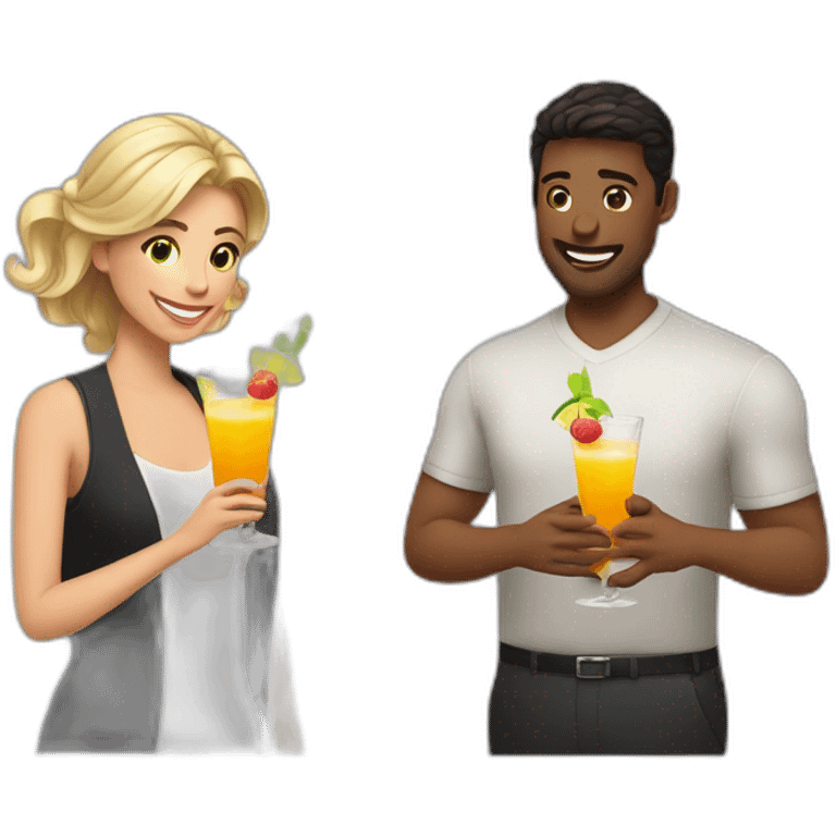 Men and woman drink coctails emoji