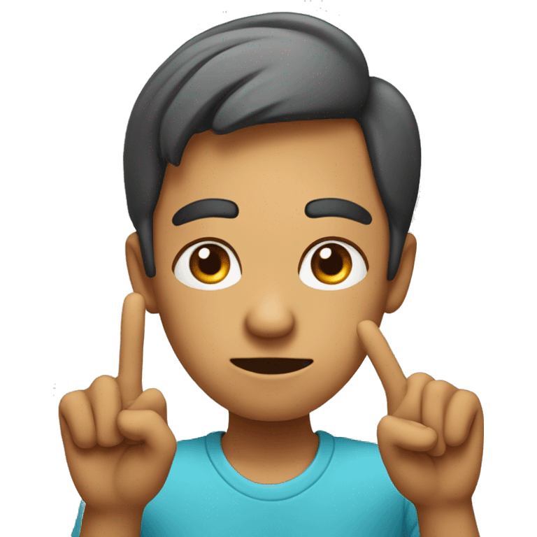 focused facial expression with two fingers pointing on both sides of the head near the temple emoji