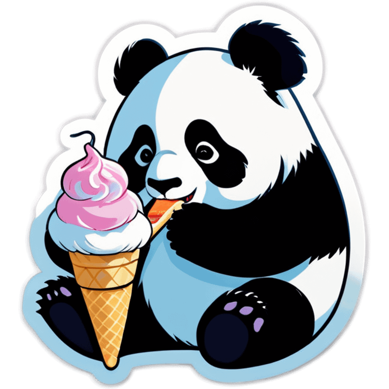 Panda eating ice cream emoji