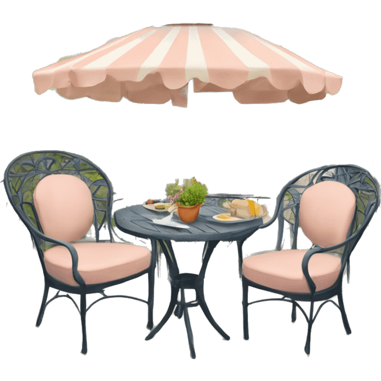 Terrasse Parisienne typique avec deux chaises et une table emoji